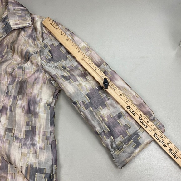 Chicos Blazer 2 Lightweight Matte Satin Gray Beige Pink Deconstructed Neutral - Picture 9 of 16